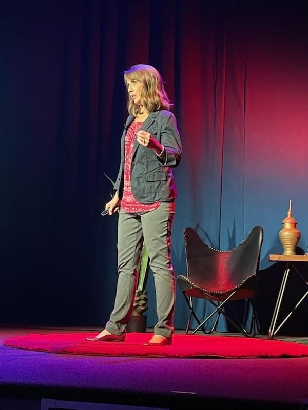 Teresa Huff on the red circle at TEDxWilmingtonSalon